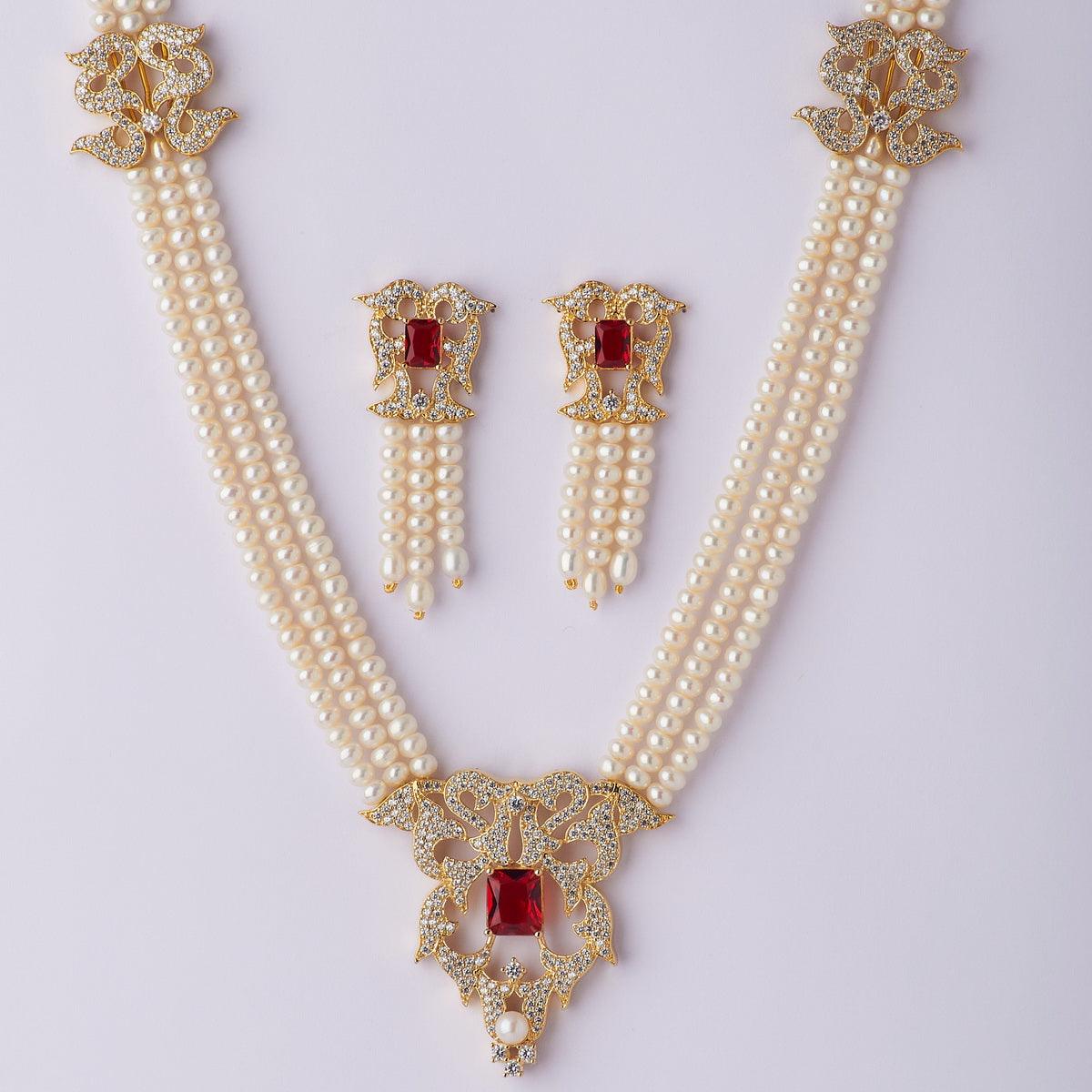 Gorgeous White Pearl Rani Har Set - Chandrani Pearls