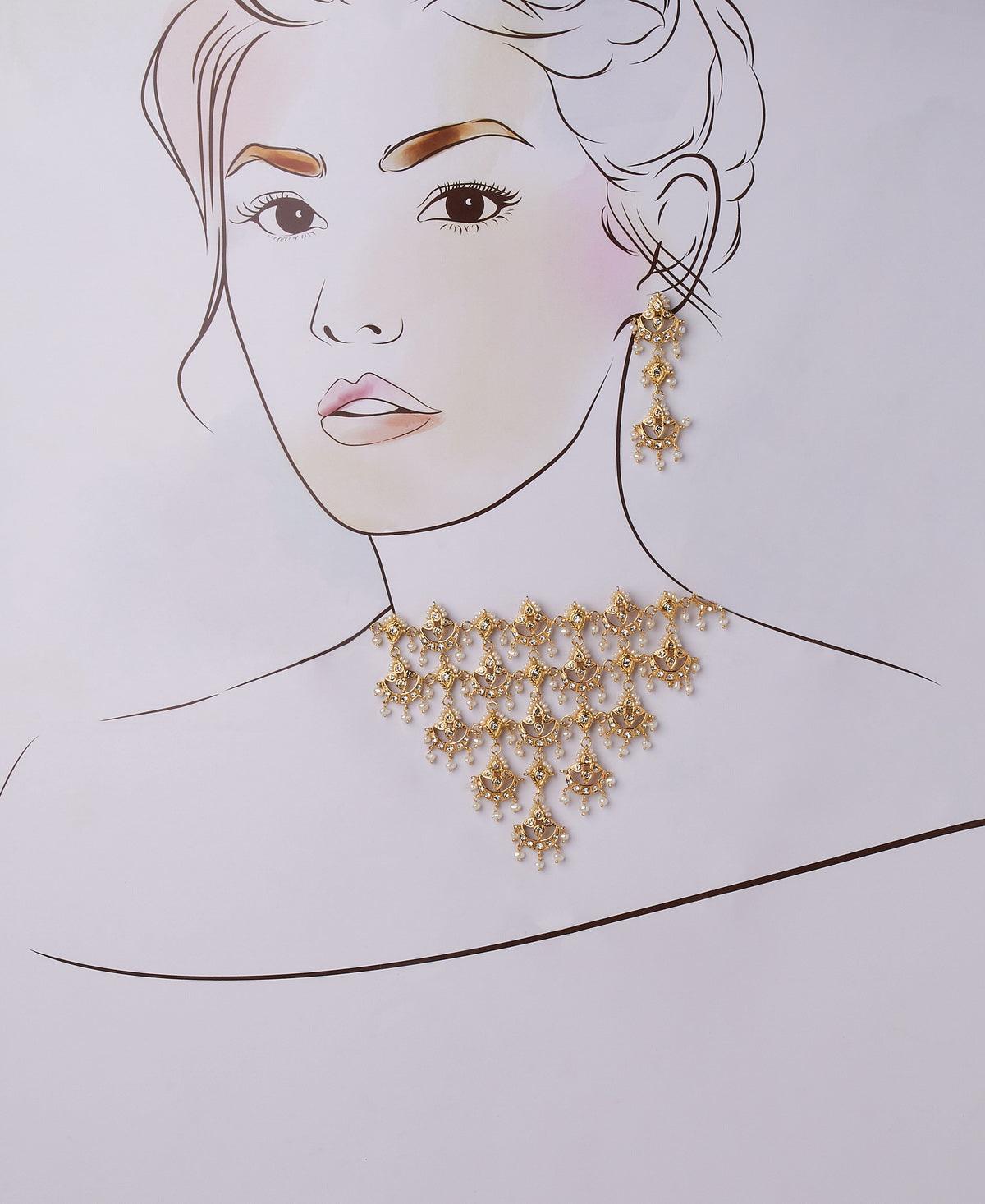 Gorgeous and Trendy AD Stone and Pearl Studded Set - Chandrani Pearls