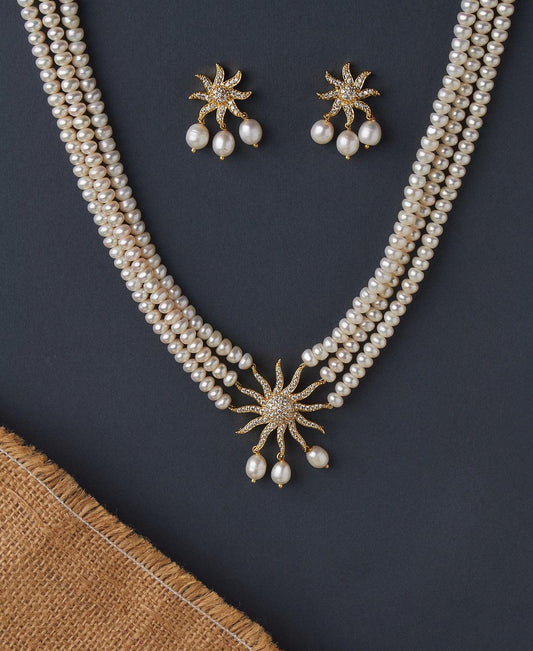 Gorgeous and Trendy Real Pearl Necklace Set - Chandrani Pearls