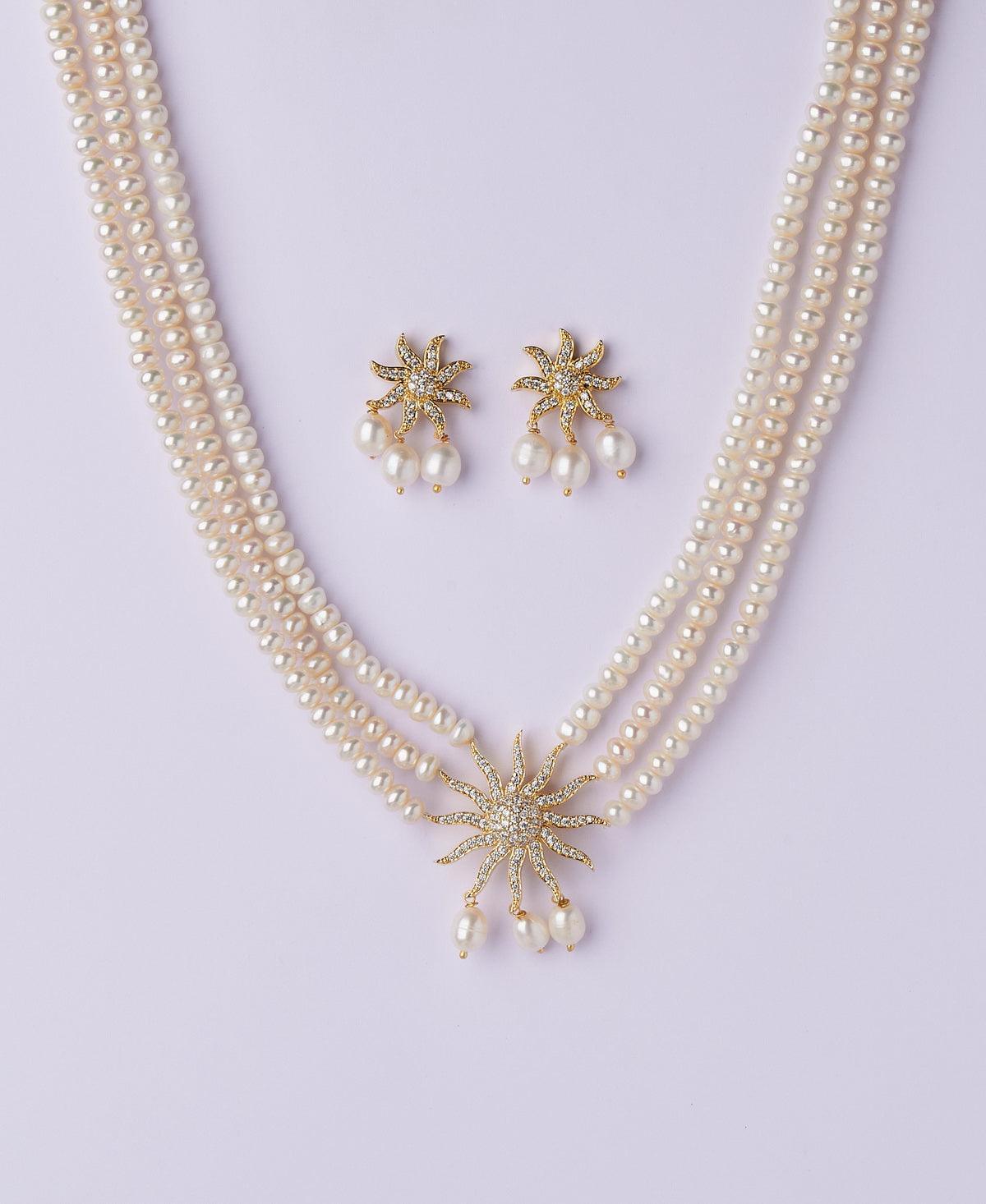 Gorgeous and Trendy Real Pearl Necklace Set - Chandrani Pearls