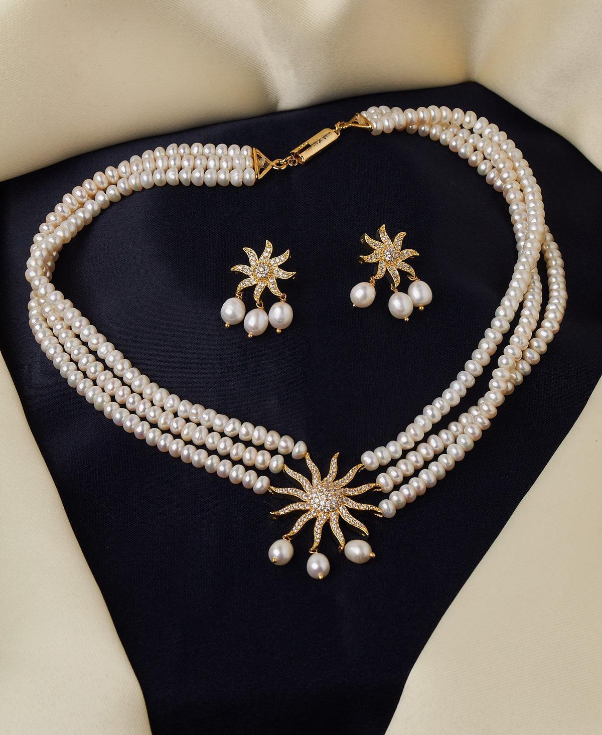 Gorgeous and Trendy Real Pearl Necklace Set - Chandrani Pearls