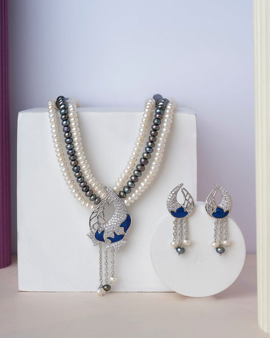 Gourgeous 3 line Necklace Set - Chandrani Pearls