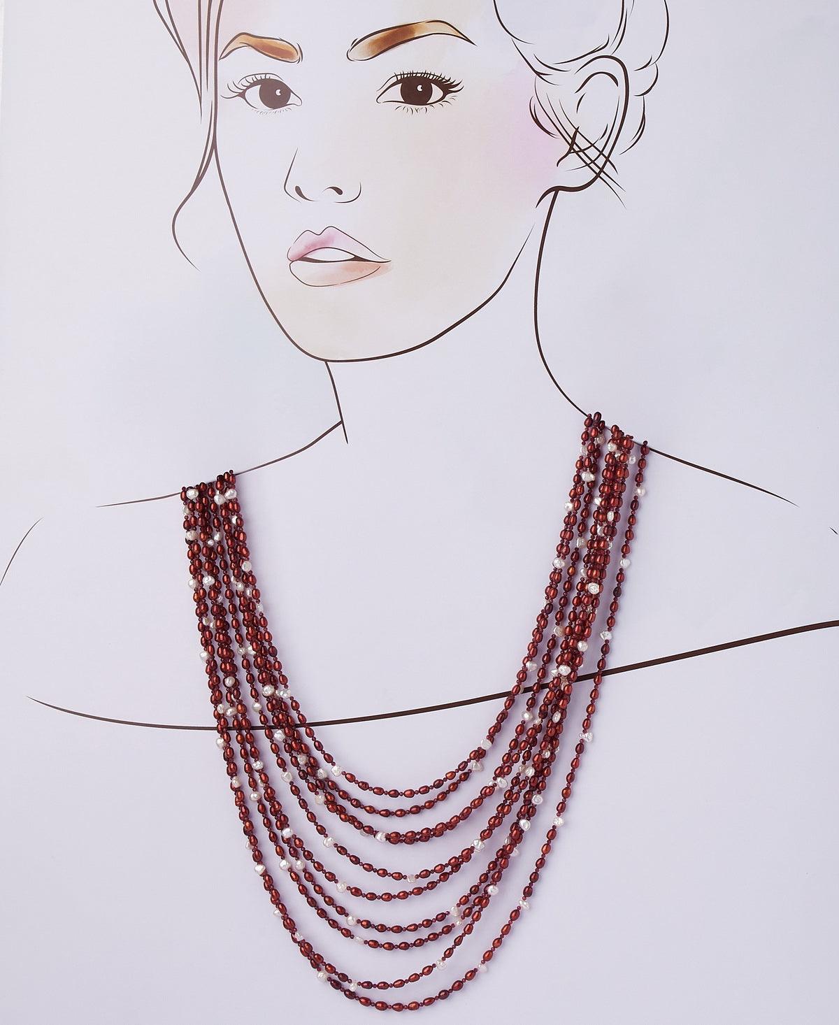 Graceful Maroon Pearl Necklace - Chandrani Pearls