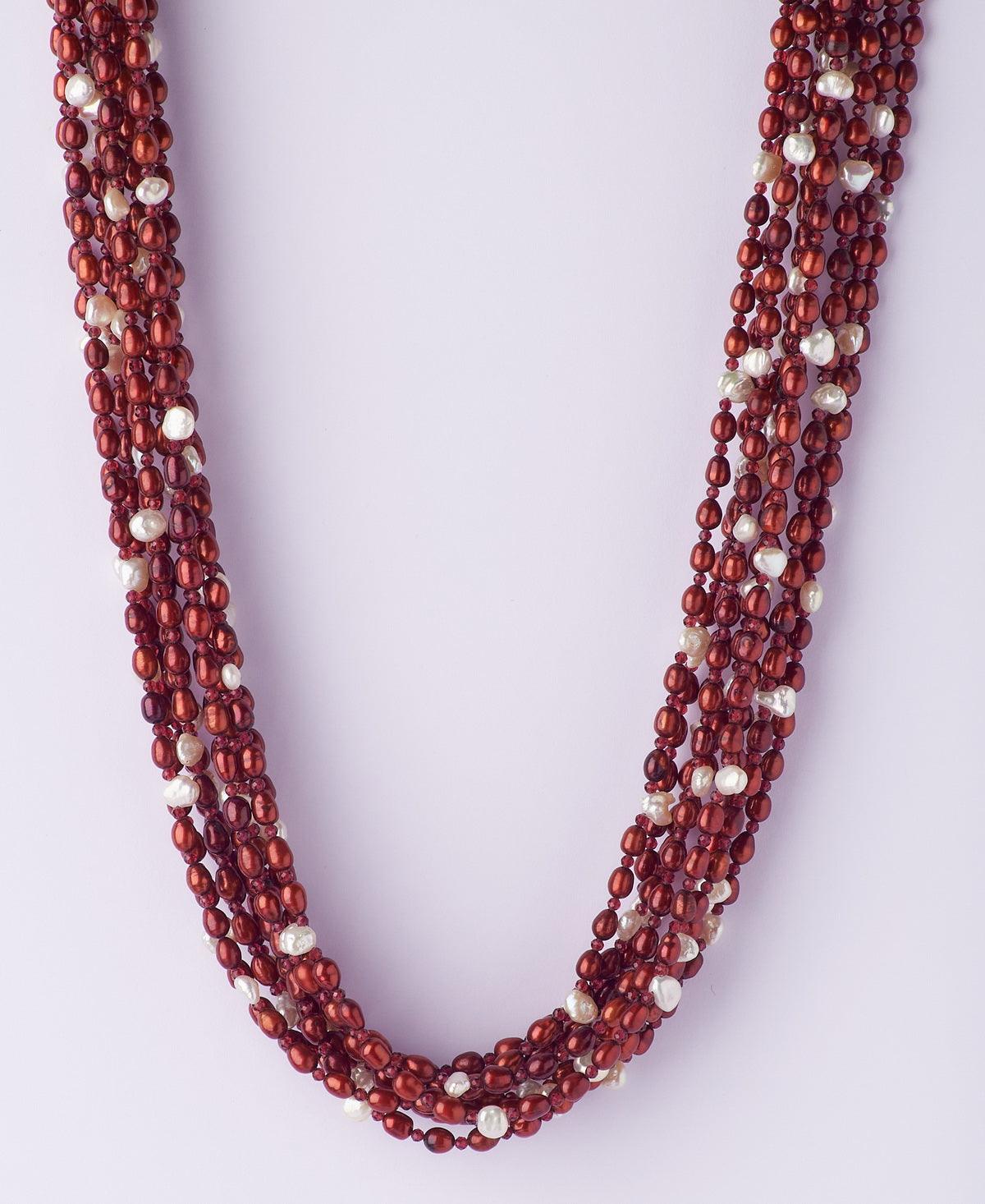 Graceful Maroon Pearl Necklace - Chandrani Pearls