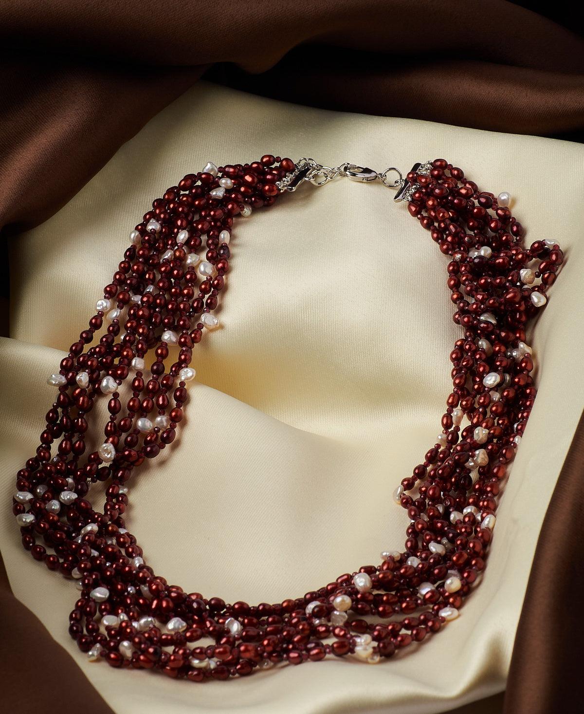 Graceful Maroon Pearl Necklace - Chandrani Pearls