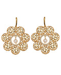 Graceful Silver Floral Pearl hanging Earring - Chandrani Pearls