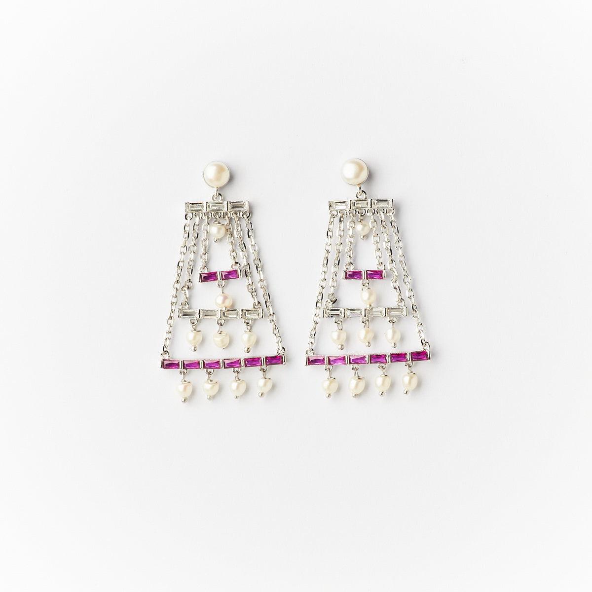 Graceful Silver hanging Earring - Chandrani Pearls