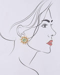 Green White Sun Spokes Pearl Ear Studs - Chandrani Pearls