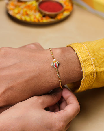 Sparkling Cute Pearl Stud Rakhi for Bhaiya