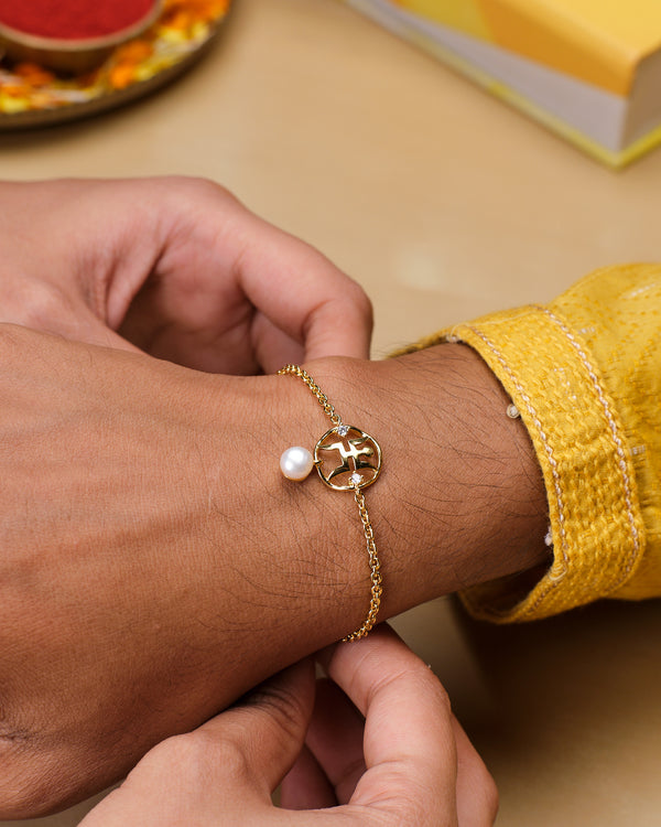 Elegant Cute Pearl Rakhi for Bhaiya