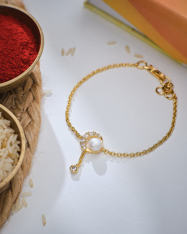 Cute & Simple Pearl Rakhi for Bhaiya