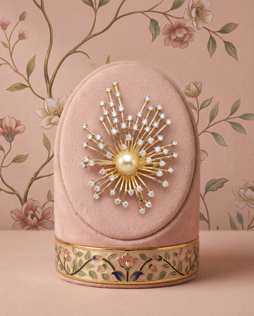 Celestial Pearl Burst Golden Brooch