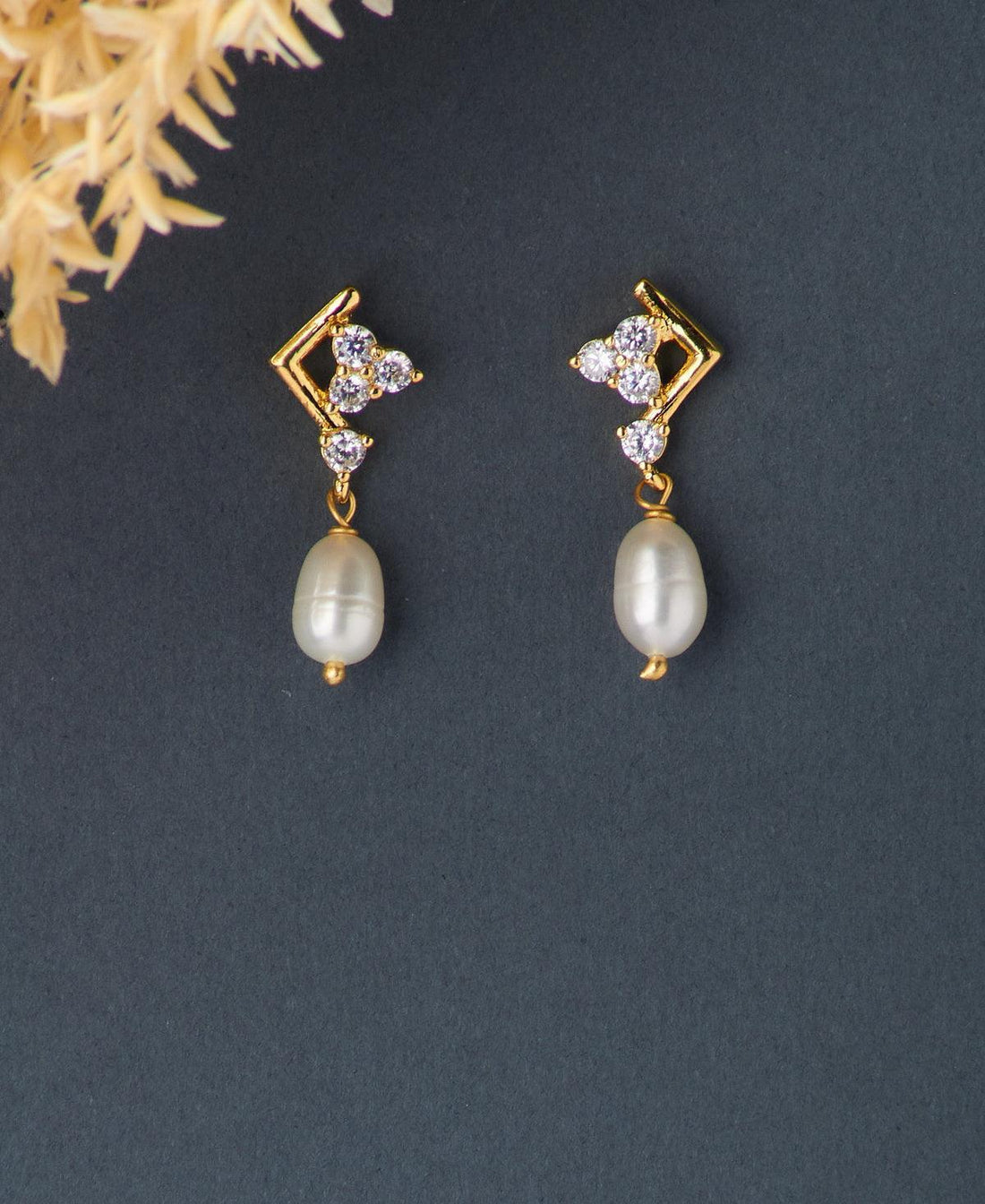 Half Regal Stone Studded Pearl Earring - Chandrani Pearls