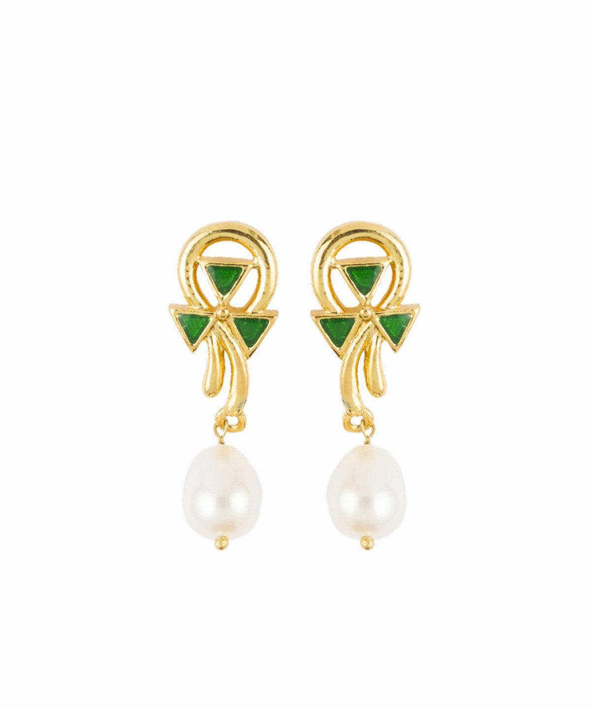 Hanging drop pearl Earrings - Chandrani Pearls