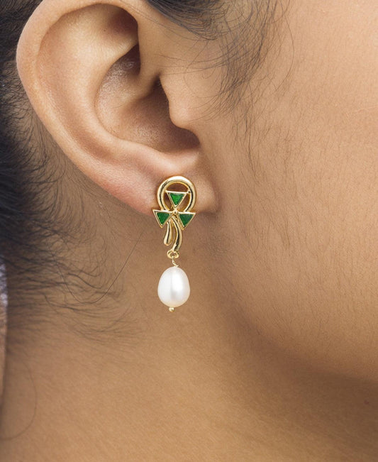 Hanging drop pearl Earrings - Chandrani Pearls