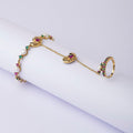 Heart Chain Pearl and Stone Stud Bracelet with Ring - Chandrani Pearls