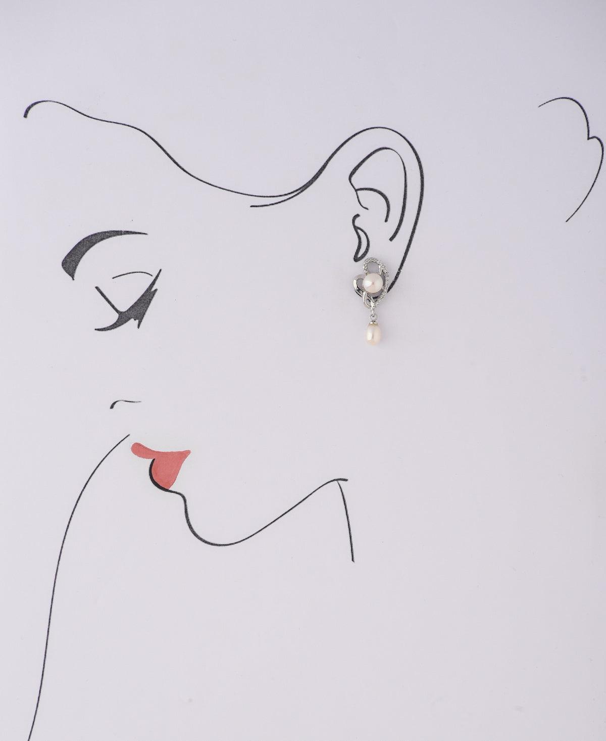 Heart Pearl Hang Earring - Chandrani Pearls