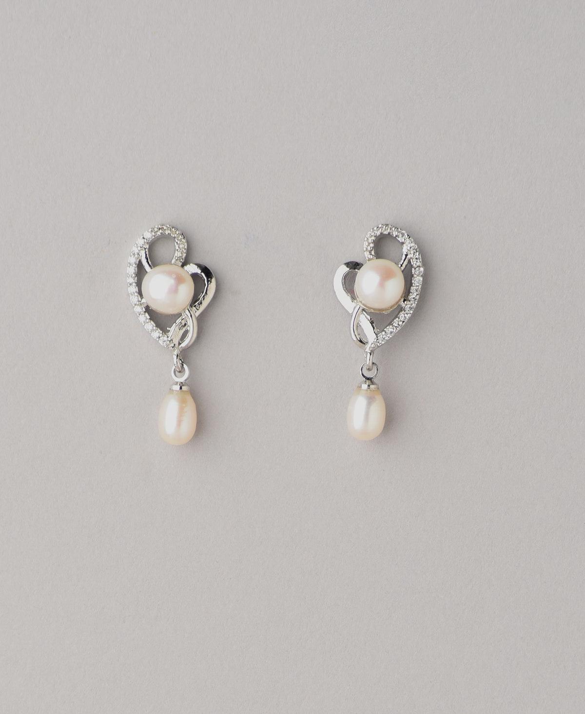 Heart Pearl Hang Earring - Chandrani Pearls