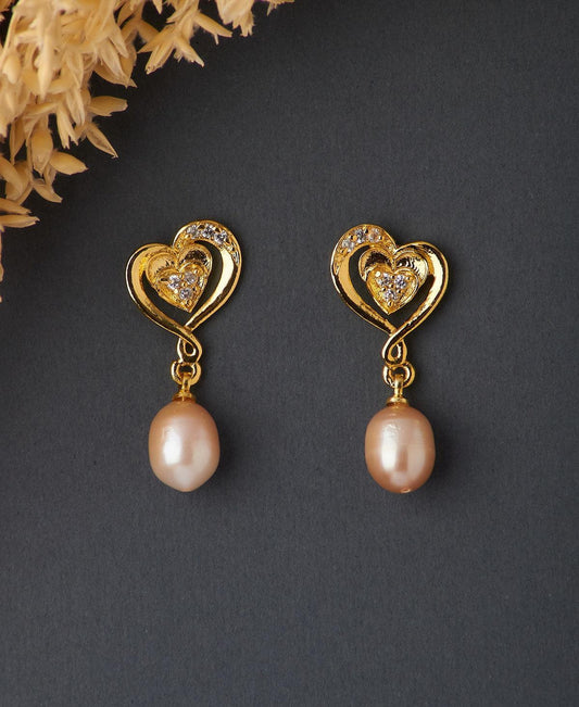 Heart Pearl Hanging Earring - Chandrani Pearls