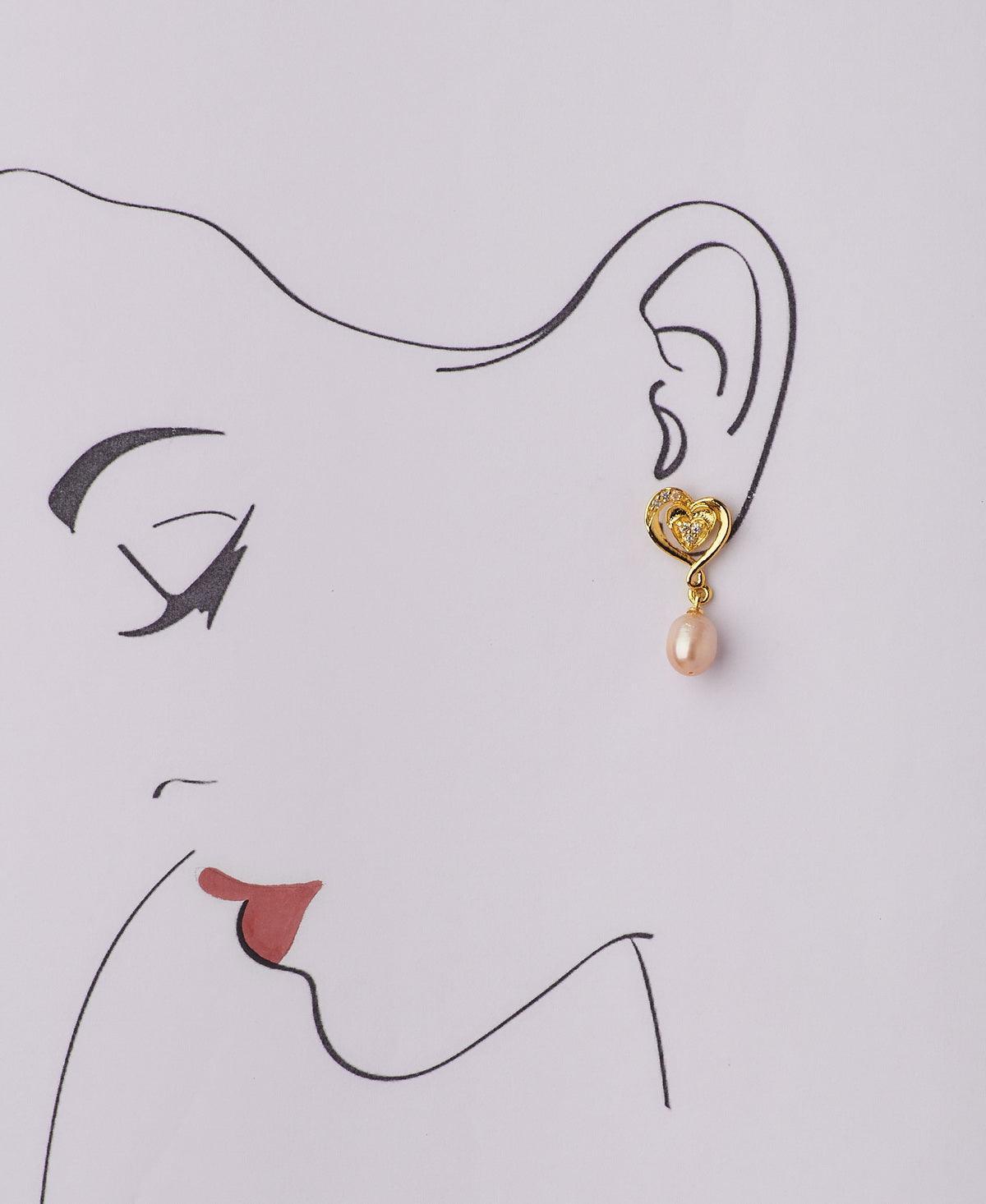 Heart Pearl Hanging Earring - Chandrani Pearls