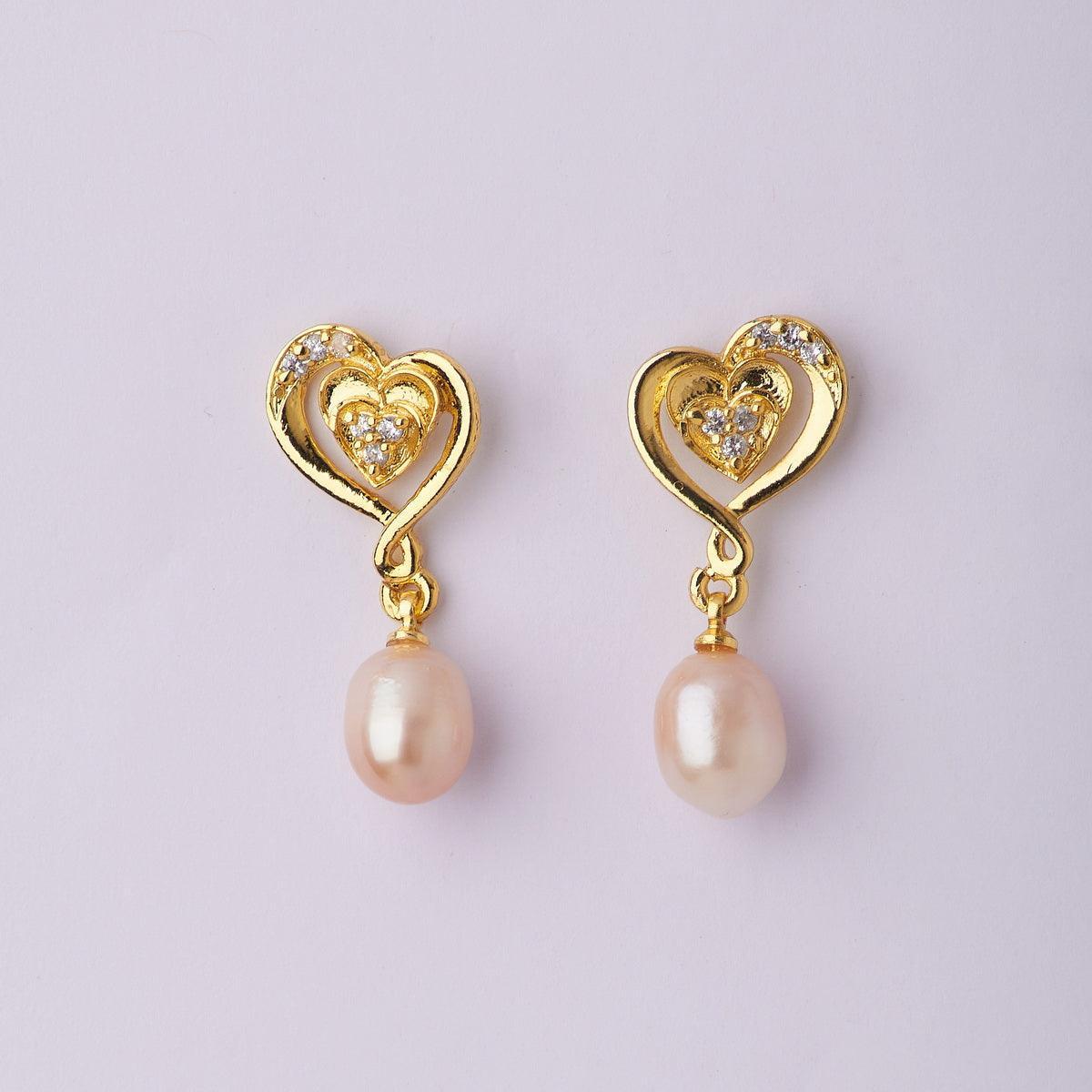 Heart Pearl Hanging Earring - Chandrani Pearls