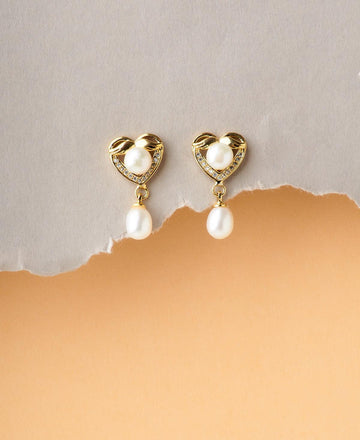 Heart Shaped Pearl Hanging Earring - Chandrani Pearls