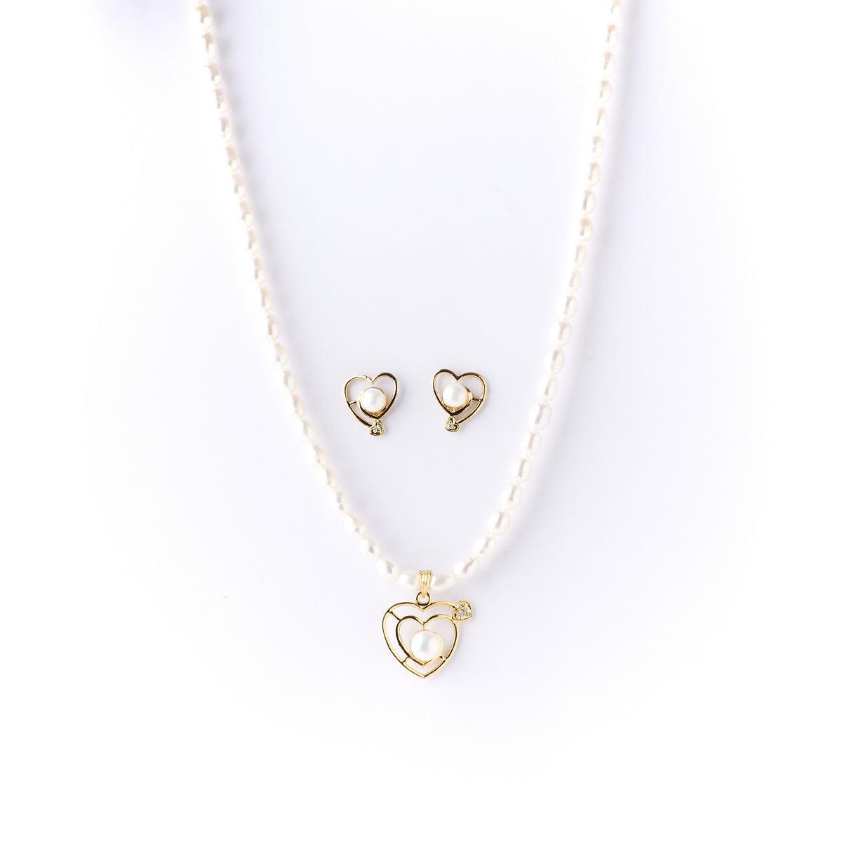 Heart Shaped Real Pearl Necklace Set - Chandrani Pearls