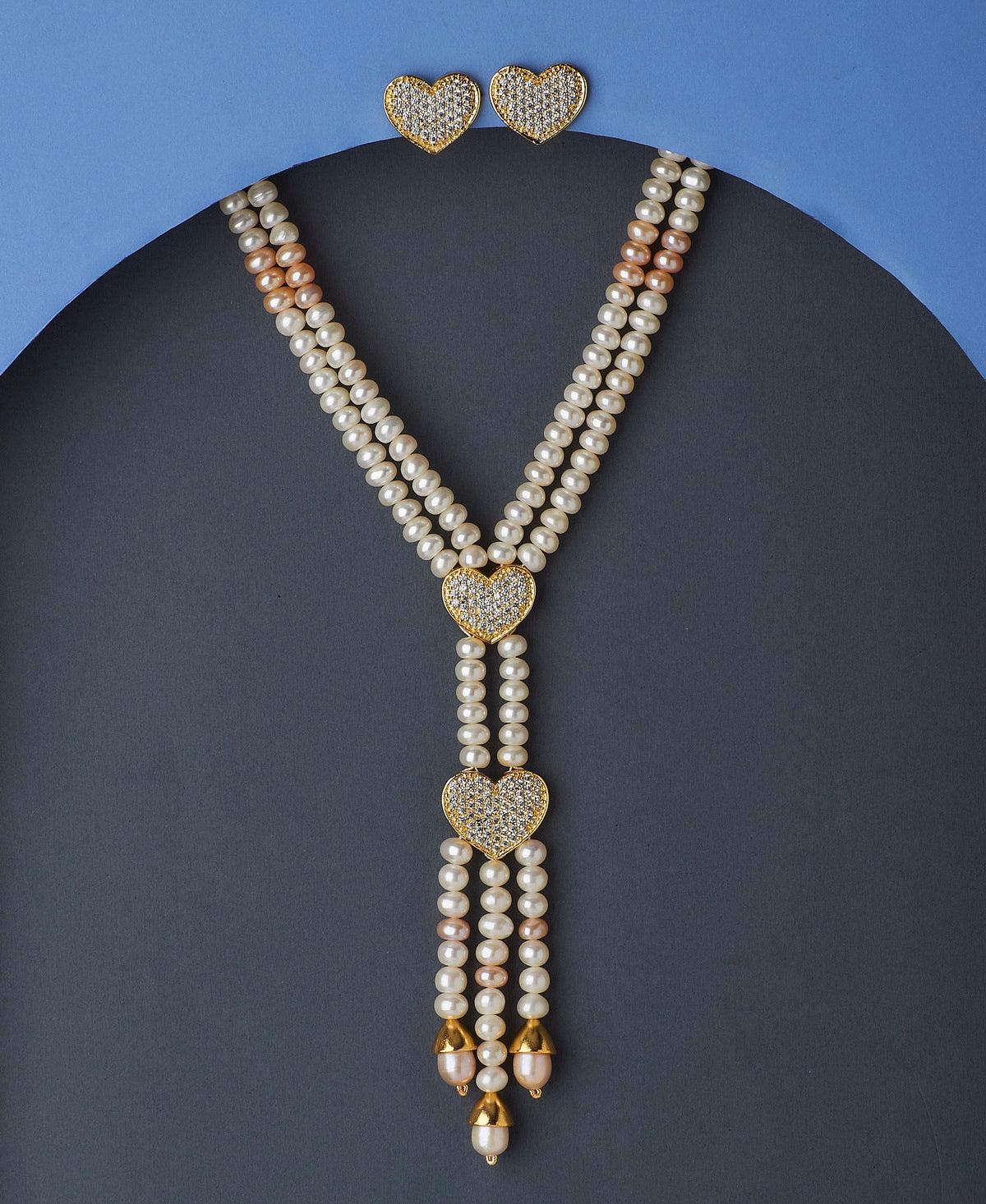 Heart Shaped Real Pearl Necklace Set - Chandrani Pearls