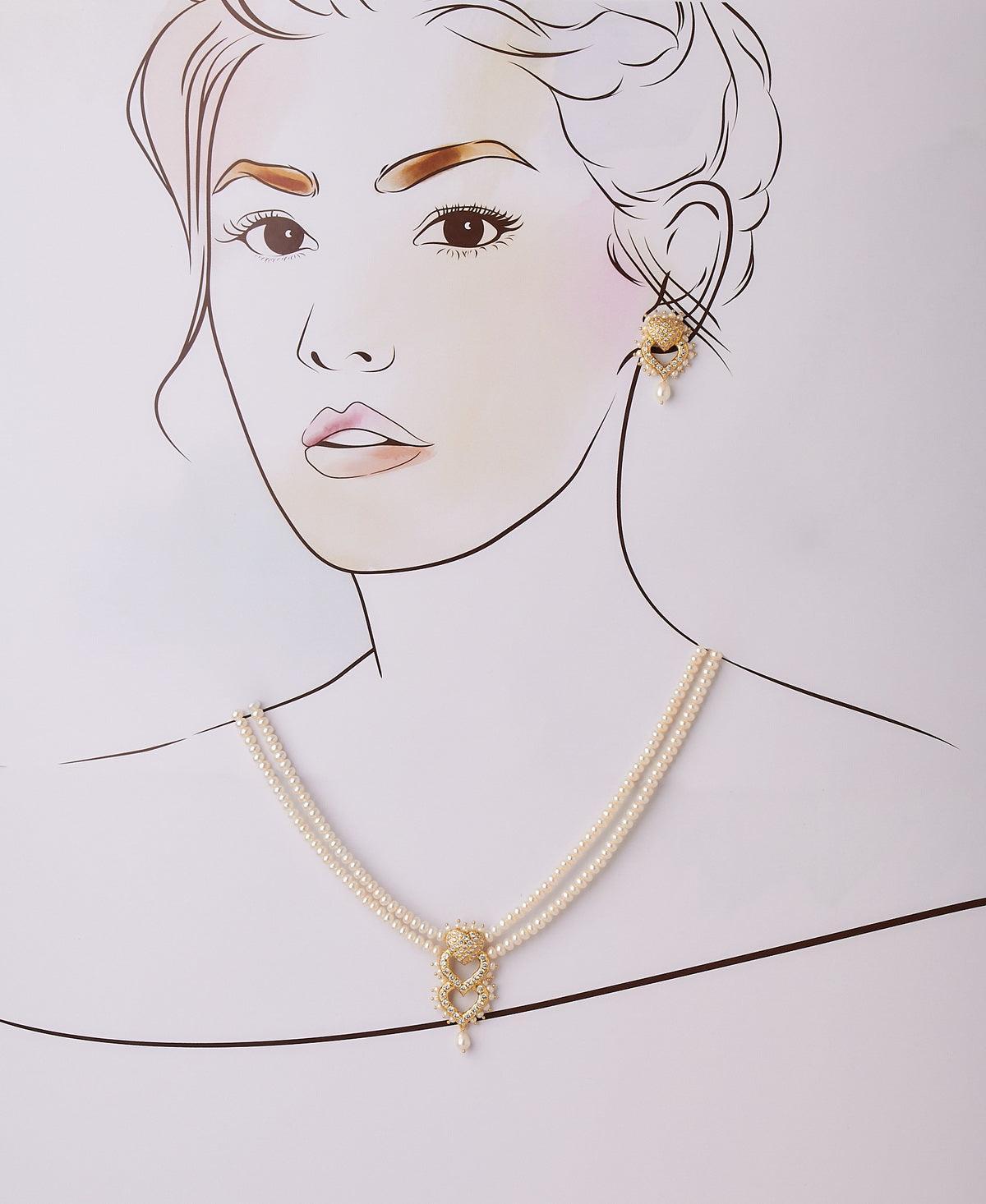 Heart Shaped Real Pearl Necklace Set - Chandrani Pearls