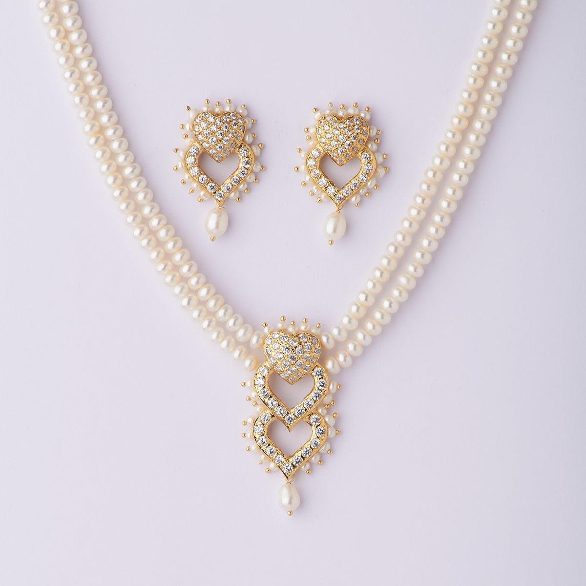 Heart Shaped Real Pearl Necklace Set - Chandrani Pearls