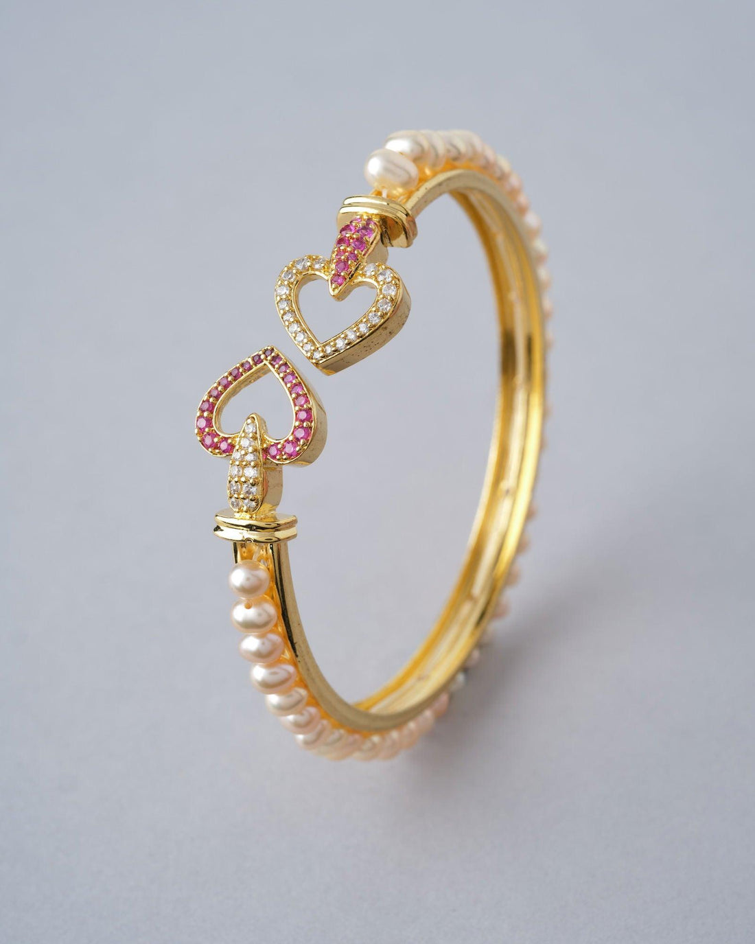 Heart Shaped White Pearl Bangle - Chandrani Pearls