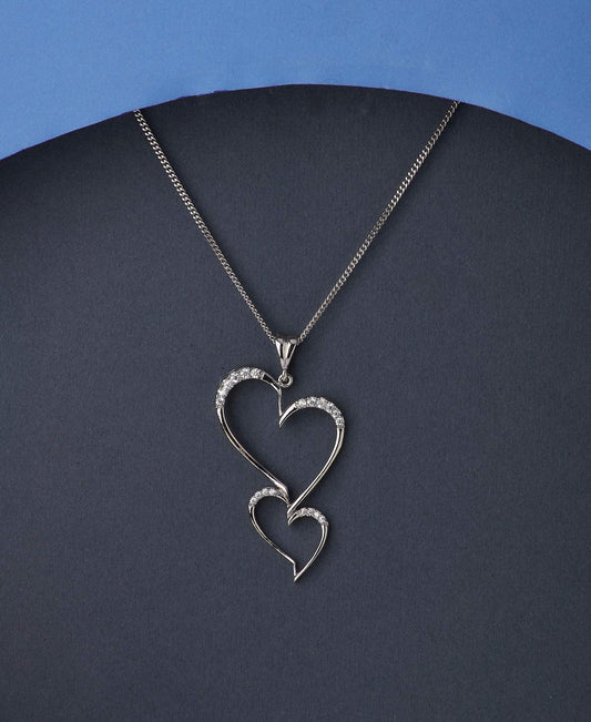 Heart Stone Studded Silver Pendant - Chandrani Pearls