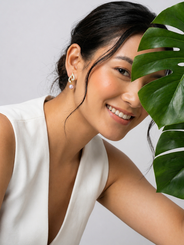 Gilded CZ & Pearl Drop Earrings