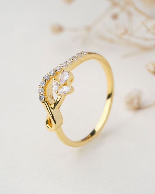 Ivory Leafy 18Kt Gold & Diamond Ring - Chandrani Pearls