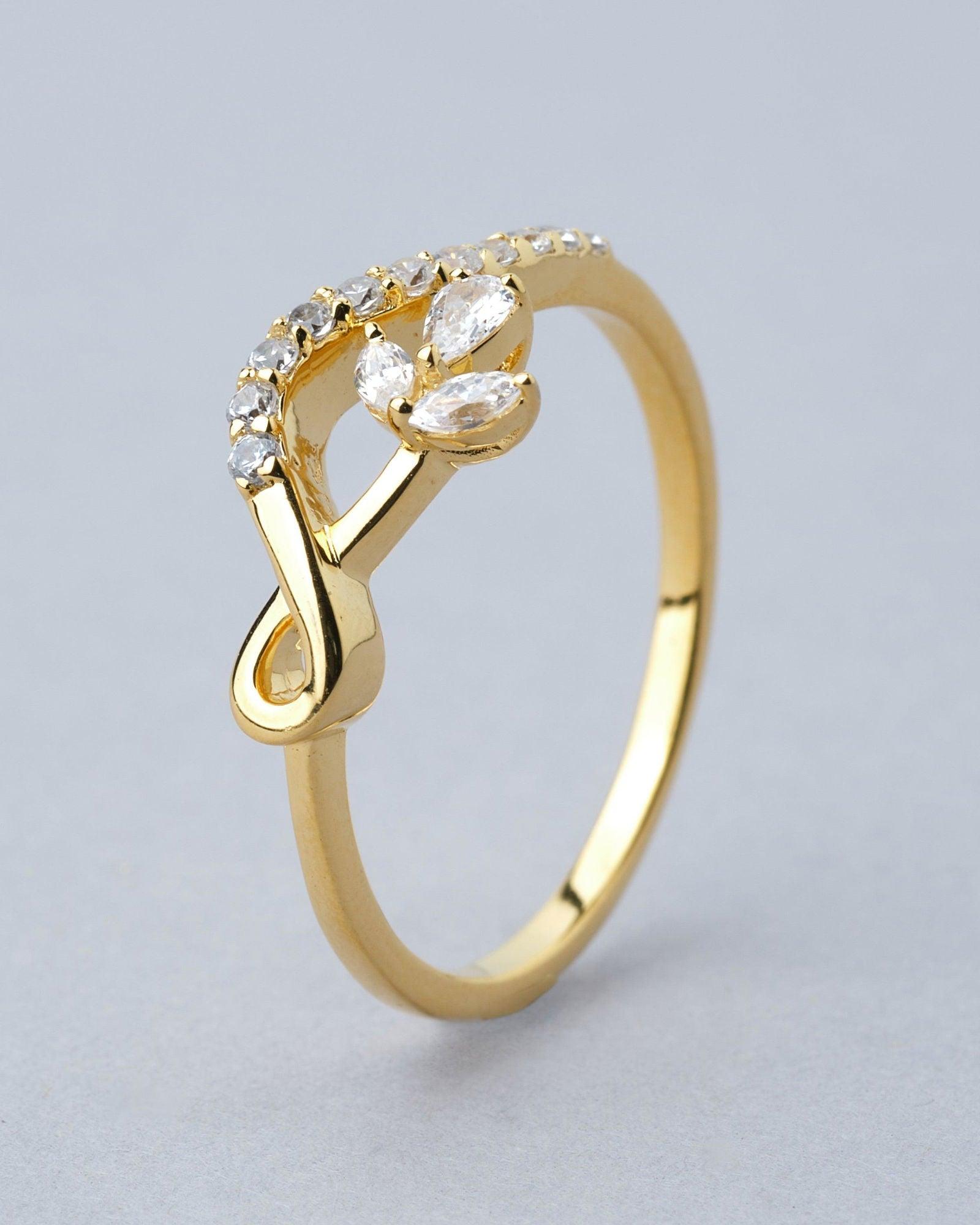 Ivory Leafy 18Kt Gold & Diamond Ring - Chandrani Pearls