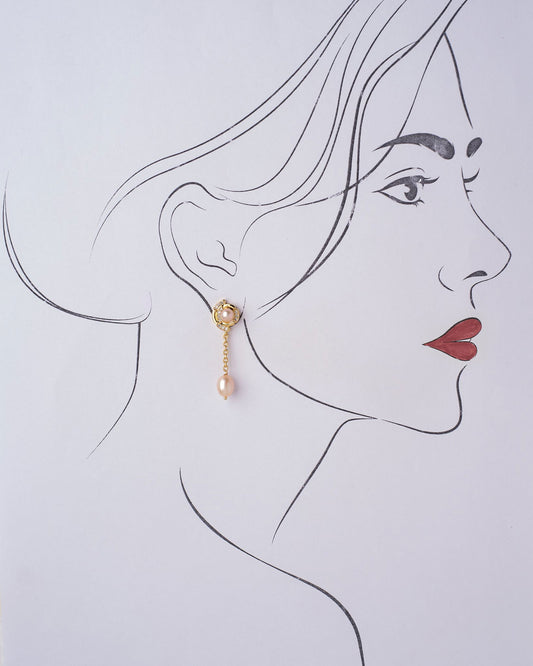 Kosavasin -Golden Sands Delight Pearl Earring - Chandrani Pearls