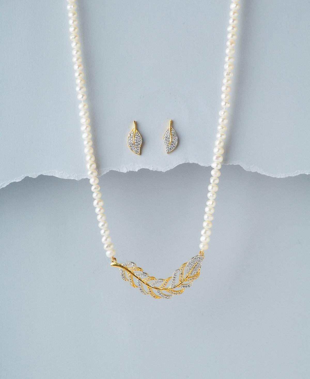 Leaf Pearl Necklace Set - Chandrani Pearls