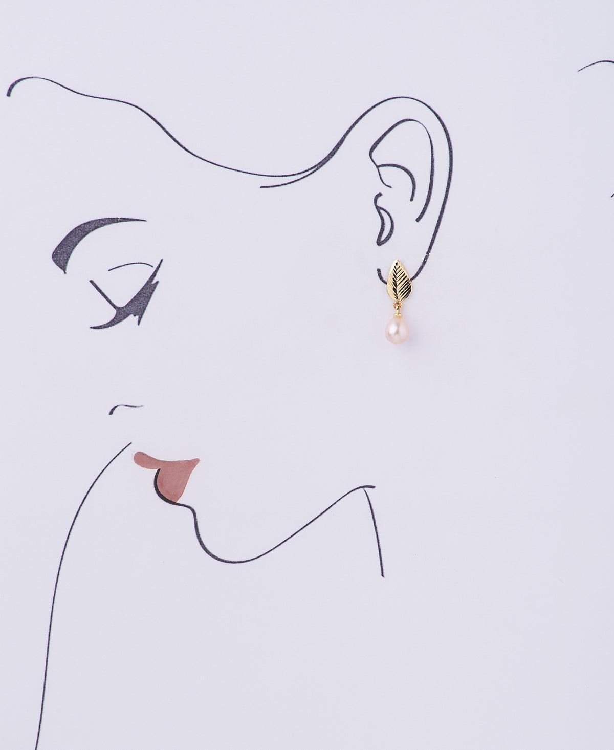 Leaf Real Pearl Hang Earring - Chandrani Pearls