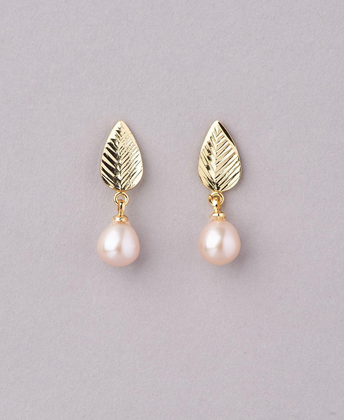 Leaf Real Pearl Hang Earring - Chandrani Pearls