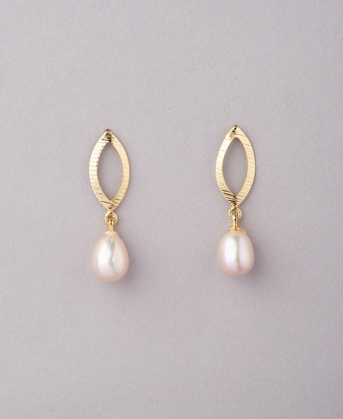 Leaf Real Pearl Hang Earring - Chandrani Pearls