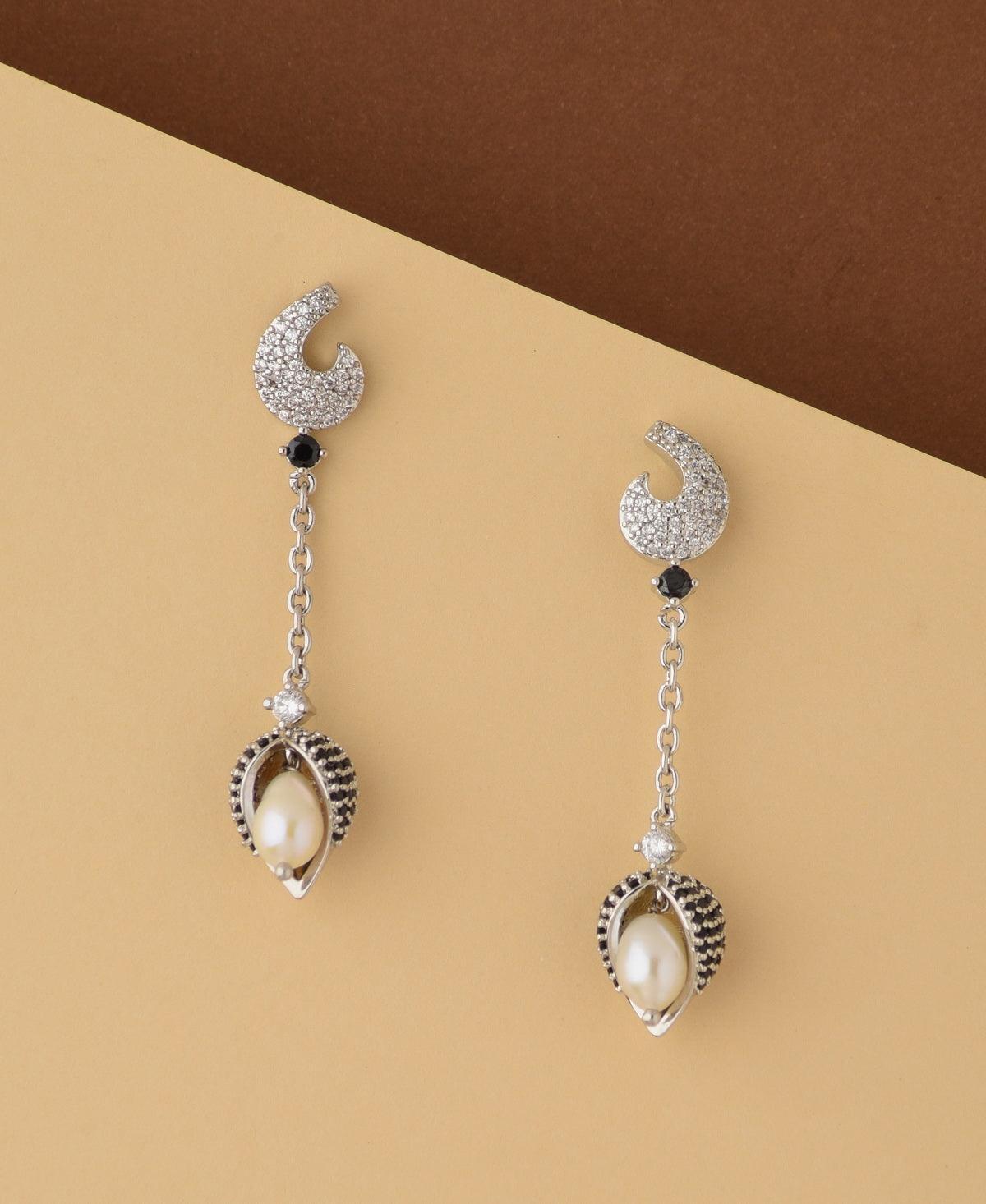 Leaf Real Pearl Hang Earring - Chandrani Pearls