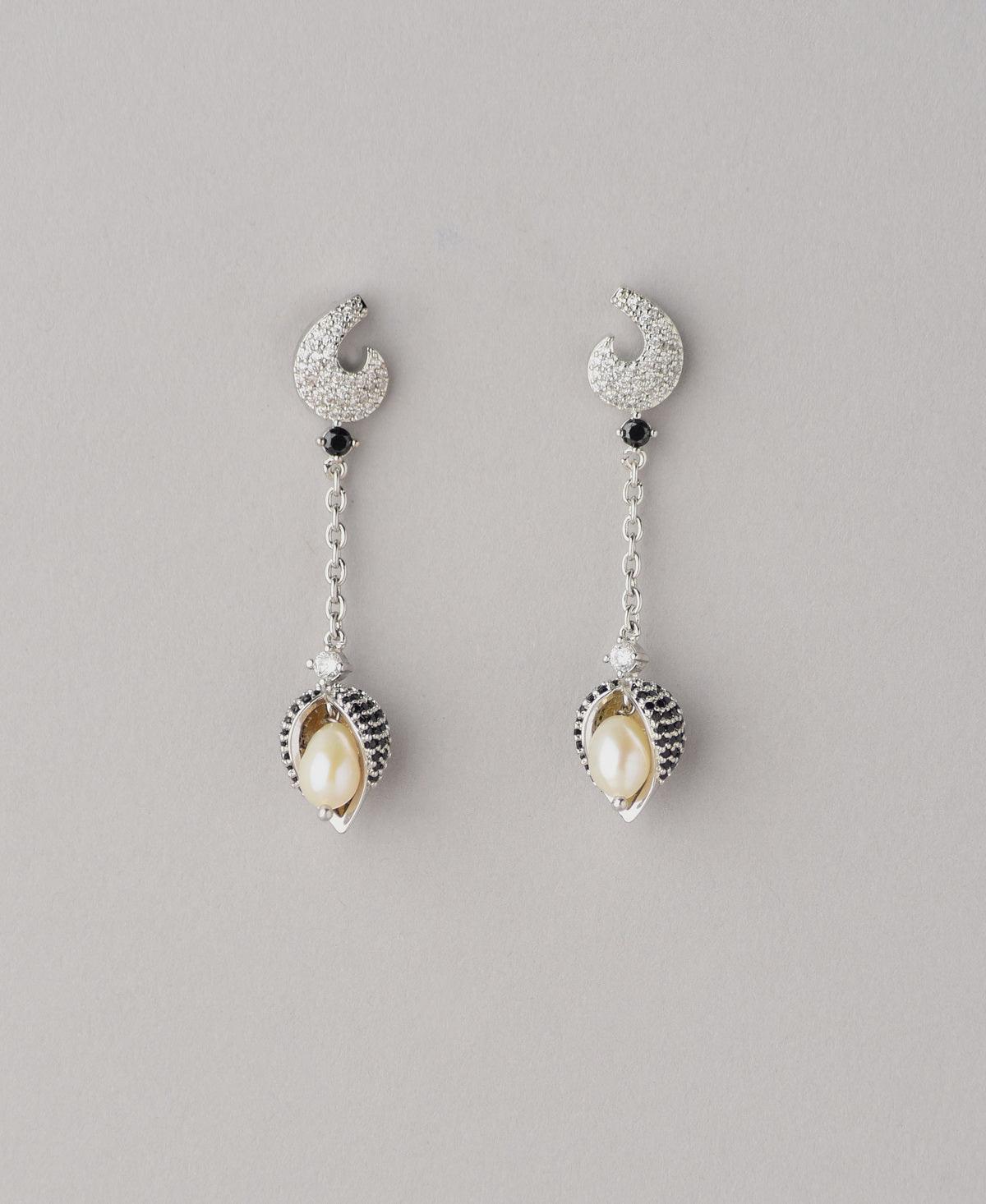 Leaf Real Pearl Hang Earring - Chandrani Pearls