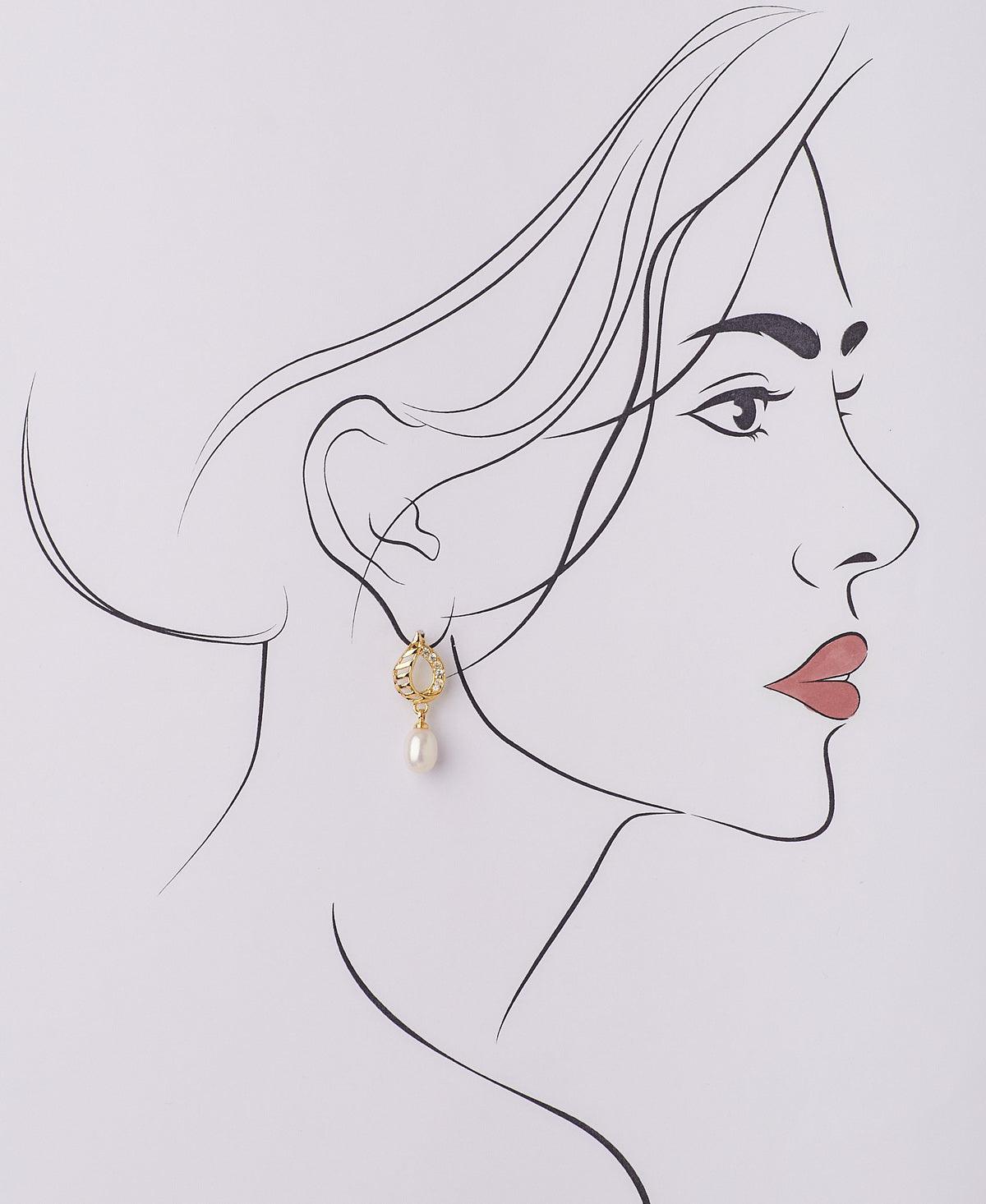 Leaf Real Pearl Hanging Earring - Chandrani Pearls