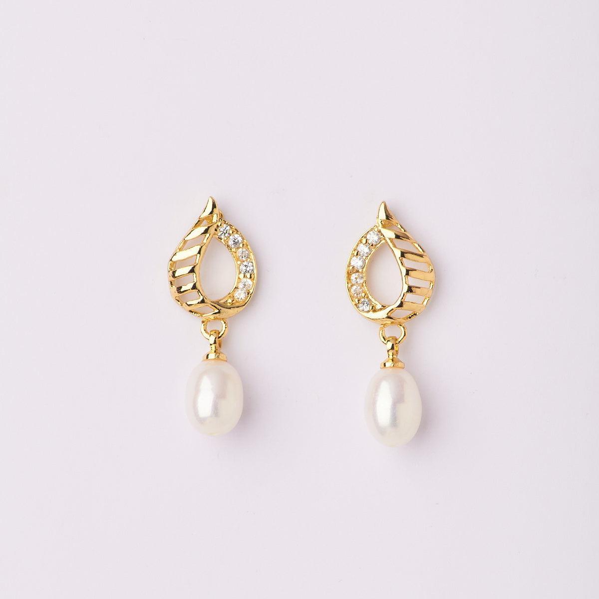 Leaf Real Pearl Hanging Earring - Chandrani Pearls