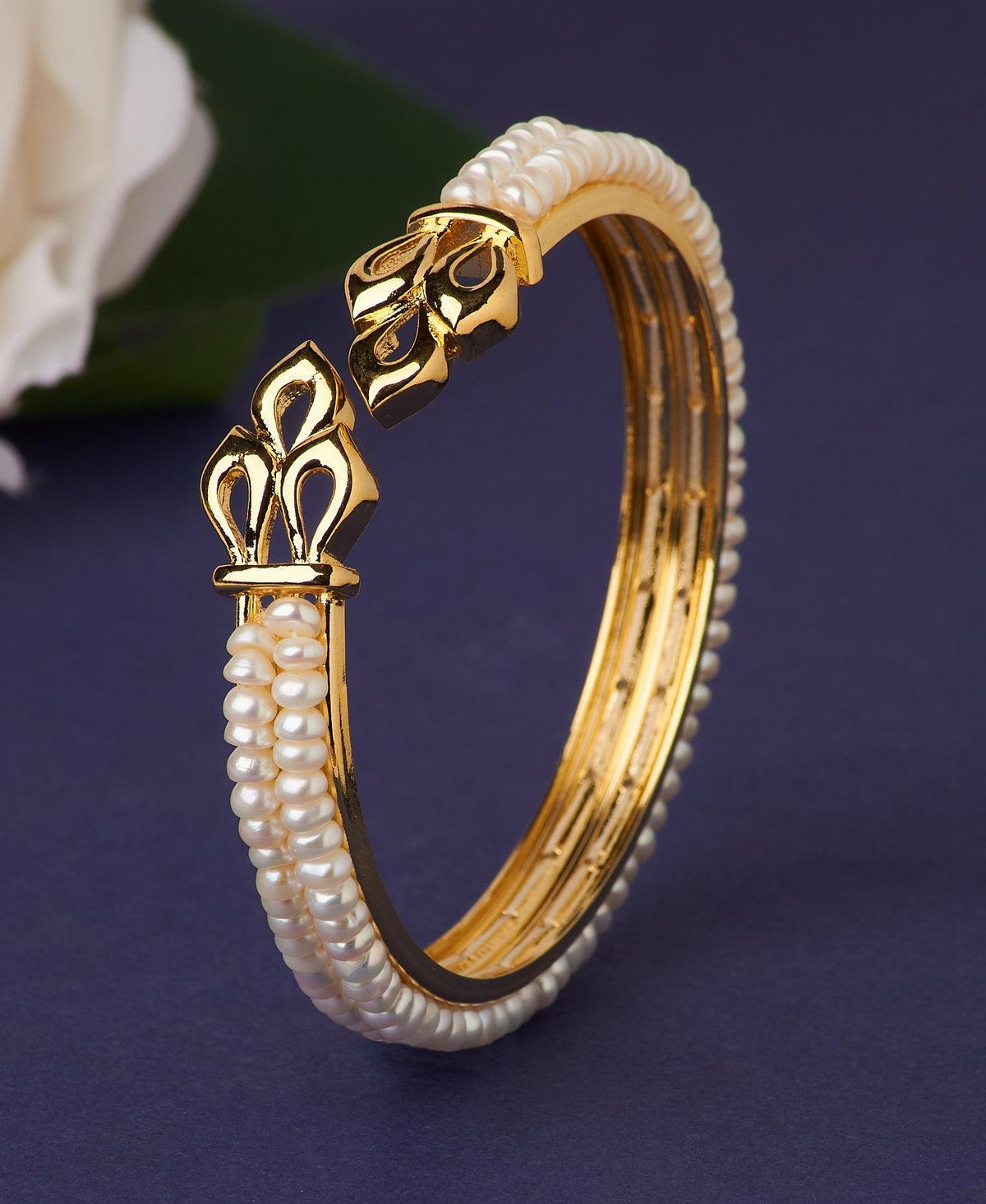 Leafy Classy Real Pearl Bangle - Chandrani Pearls