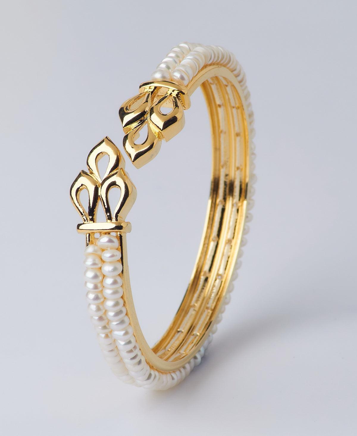 Leafy Classy Real Pearl Bangle - Chandrani Pearls