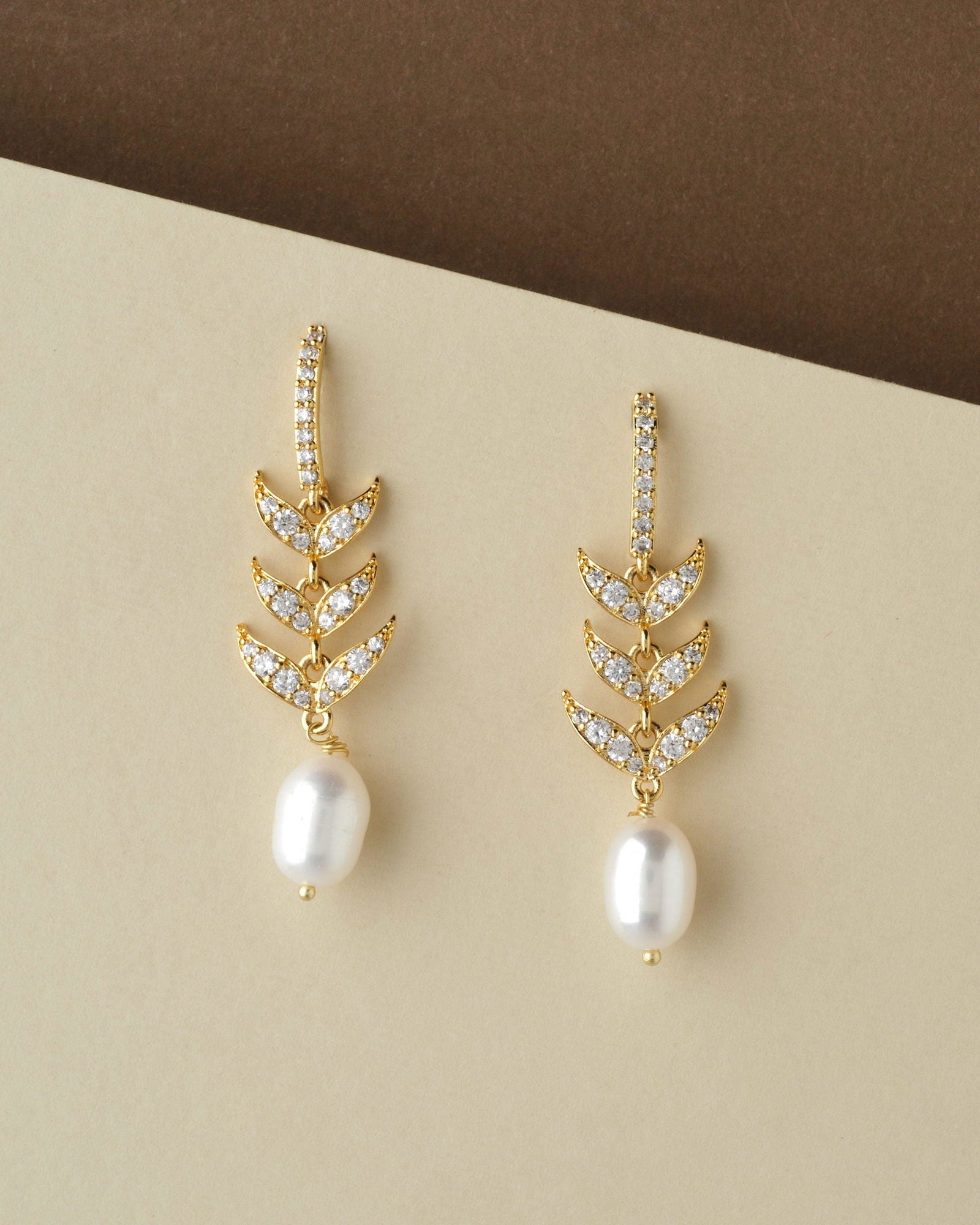 Leafy Stone Studded Hang Earring - Chandrani Pearls