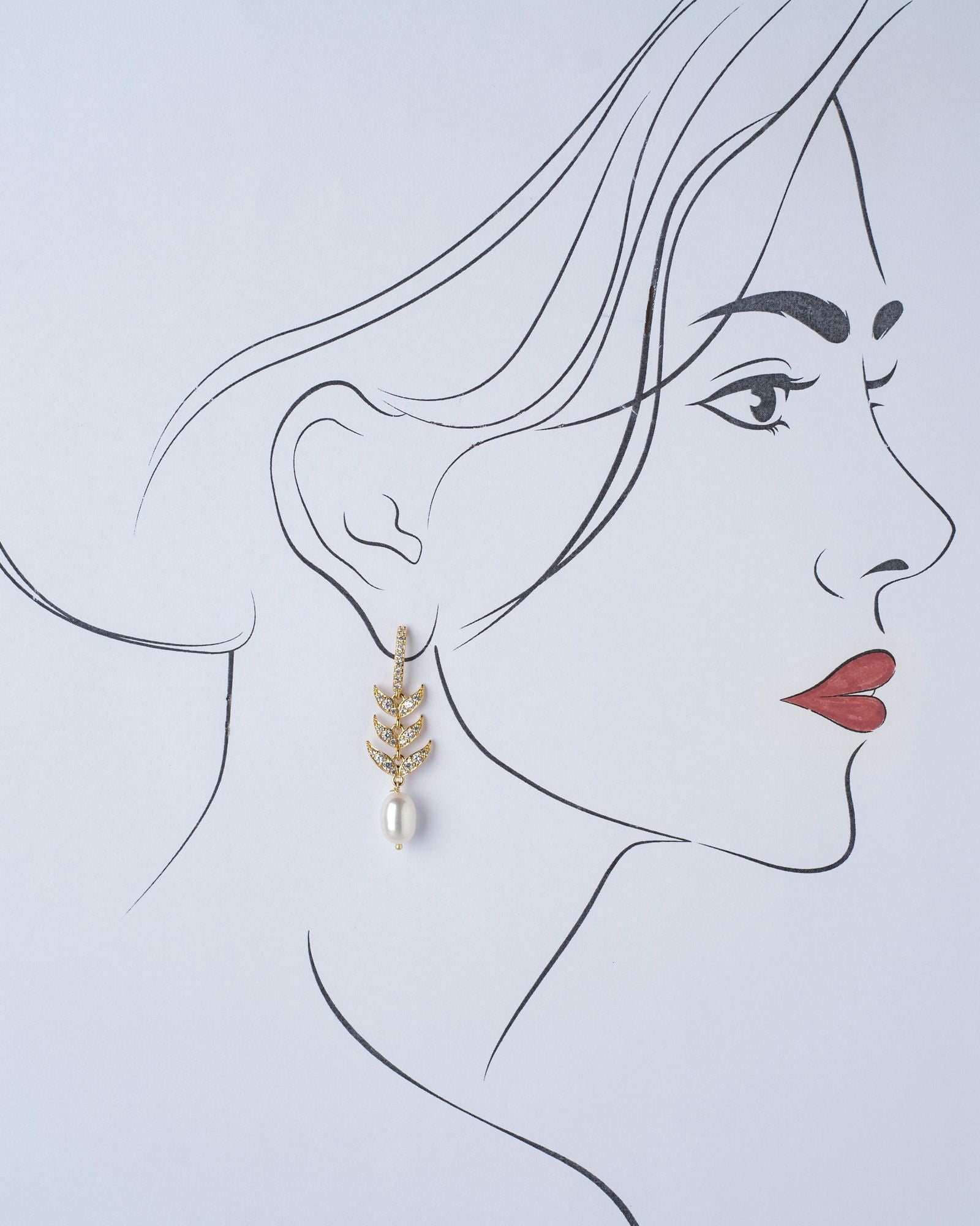 Leafy Stone Studded Hang Earring - Chandrani Pearls