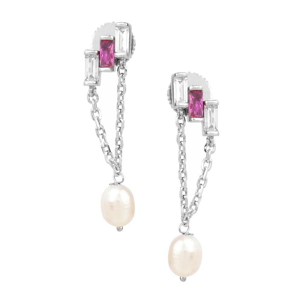 Linear Pearl Threader Earrings - Bold N' Italic