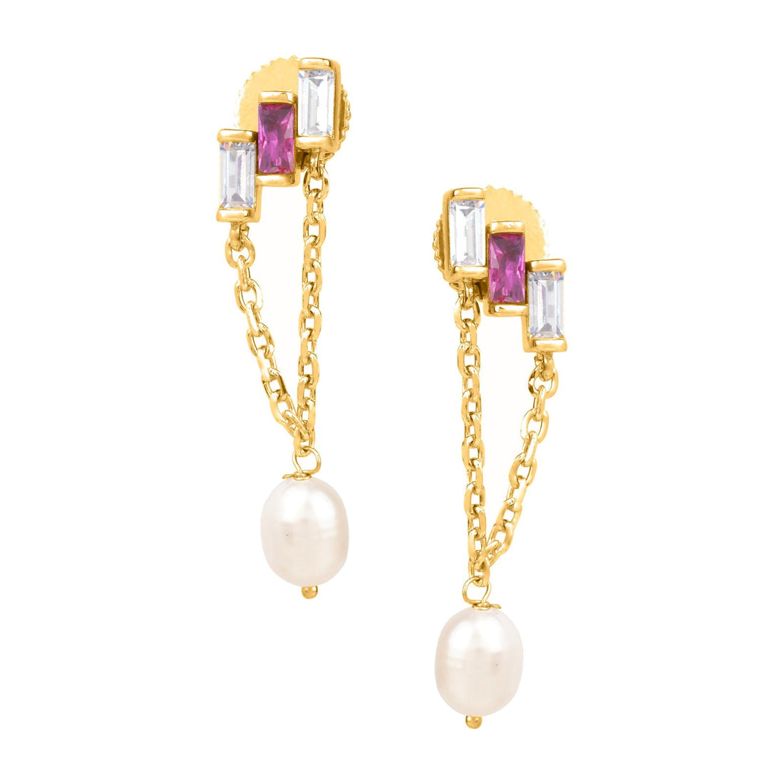 Linear Pearl Threader Earrings - Bold N' Italic